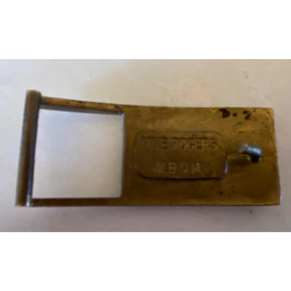MIKE ROGERS Artist Custom Belt Buckle Albuquerque, NM, Vintage Brass Turquoise
